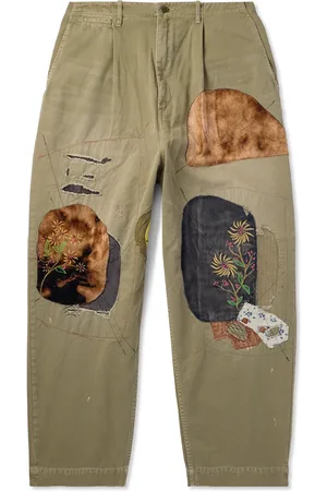 KAPITAL Katsuragi Tapered Appliqu??d Distressed Cotton-Twill Trousers - Men - - 3