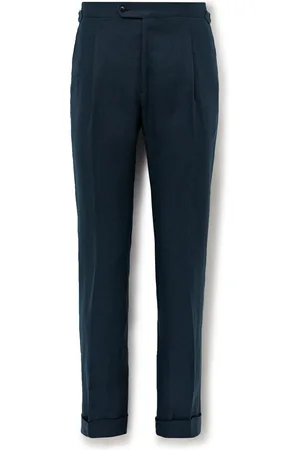Saman Amel Slim-Fit Pleated Linen Suit Trousers - Men - - IT 48