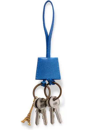 Balenciaga Le City Embellished Textured-Leather, Silver- and Gold-Tone Key Fob - Men