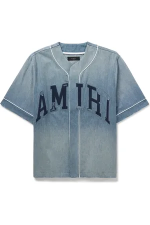 AMIRI Logo-Appliqu??d Distressed Denim Shirt - Men - - L