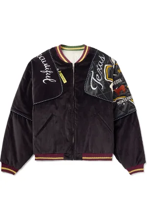 KAPITAL Embroidered Quilted Shell-Trimmed Cotton-Velvet Bomber Jacket - Men - - 2