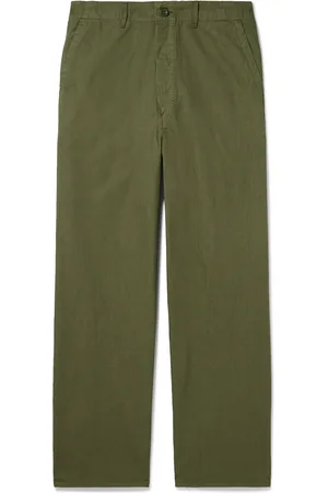 ORSLOW Straight-Leg Herringbone Cotton Trousers - Men - - 4
