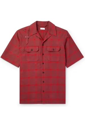 Alexander McQueen Oversized Camp-Collar Harness-Detailed Checked Cotton-Twill Shirt - Men - - UK/US 16