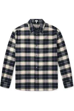Loewe Leather-Trimmed Checked Cotton-Poplin Overshirt - Men - - EU 39
