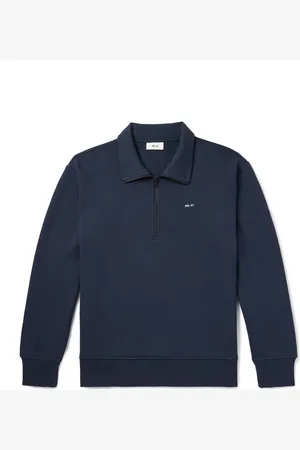 NN.07 Brigs Logo-Embroidered Organic Cotton-Blend Jersey Half-Zip Sweatshirt - Men - - S