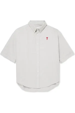 Ami Button-Down Collar Logo-Embroidered Cotton Oxford Shirt - Men - - M