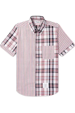 Thom Browne Funmix Slim-Fit Button-Down Collar Striped Cotton-Madras Shirt - Men - - 4