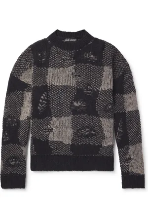 OUR LEGACY Sonar Distressed Checked Open-Knit Sweater - Men - - IT 44