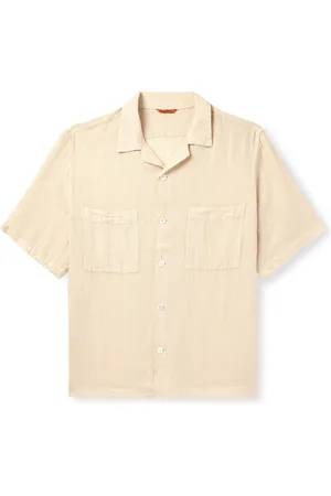 BARENA Solana Camp-Collar Linen and Cotton-Blend Gauze Shirt - Men - - IT 56