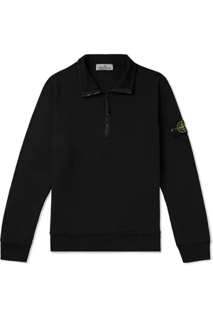 Stone Island Logo-Appliqu??d Garment-Dyed Cotton-Jersey Half-Zip Sweatshirt - Men - - L