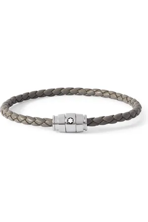 Montblanc Meisterst??ck 3-Ring Stainless Steel and Woven Leather Bracelet - Men - - M