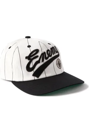 SAINT MXXXXXX Public Enemy Logo-Appliqu??d Striped Cotton-Twill Baseball Cap - Men