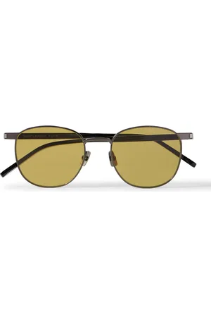 Saint Laurent Round-Frame Gunmetal-Tone Sunglasses - Men