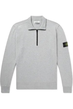 Stone Island Logo-Appliqu??d Organic Cotton Half-Zip Sweater - Men - - S