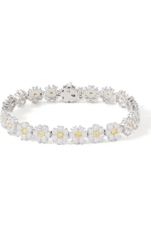 Hatton Labs Daisy Sterling Laboratory-Grown Crystal Tennis Bracelet - Men - - L