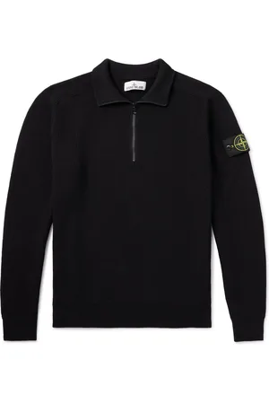 Stone Island Logo-Appliqu??d Organic Cotton Half-Zip Sweater - Men - - XL
