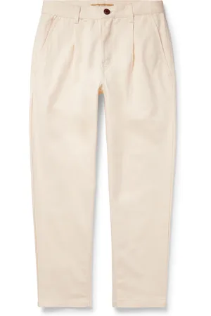 FrizmWORKS Haworth Tapered Cropped Pleated Cotton-Twill Trousers - Men - - XL