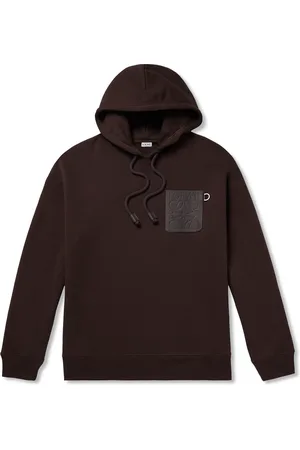 Loewe Logo-Debossed Leather-Trimmed Cotton-Jersey Hoodie - Men - - S