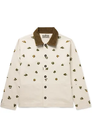 Kartik Research Corduroy-Trimmed Embroidered Embellished Cotton-Twill Jacket - Men - - S