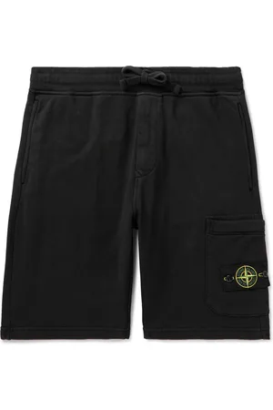 Stone Island Straight-Leg Logo-Appliqu??d Garment-Dyed Cotton-Jersey Drawstring Shorts - Men - - M