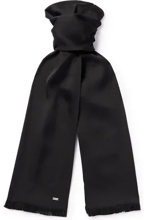 Saint Laurent Logo-Appliqu??d Fringed Silk Scarf - Men