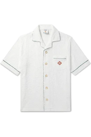 Casablanca Camp-Collar Logo-Appliqu??d Monogrammed Cotton-Blend Terry Jacquard Shirt - Men - - XS