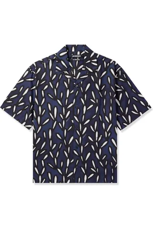 Jacquemus Jean Camp-Collar Logo-Embroidered Printed Cotton Shirt - Men - - IT 44