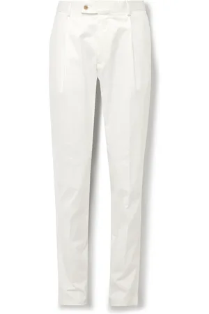 CARUSO Slim-Fit Pleated Cotton-Blend Twill Trousers - Men - - IT 46