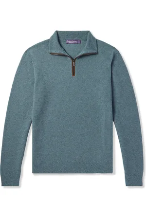Ralph Lauren Suede-Trimmed Cashmere Half-Zip Sweater - Men - - XL
