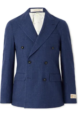 MASSIMO ALBA Double-Breasted Linen, Virgin Wool, Silk and Cashmere-Blend Blazer - Men - - IT 46