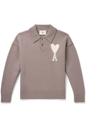 Ami Logo-Intarsia Virgin Wool Polo Shirt - Men - - XL