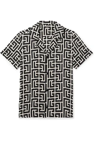 Balmain Camp-Collar Logo-Print Satin Shirt - Men - - IT 48