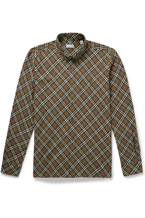 Burberry Button-Down Collar Logo-Embroidered Checked Cotton-Flannel Shirt - Men - - S