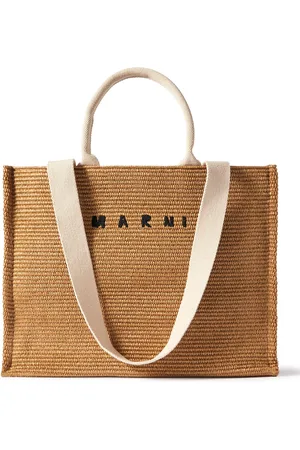 Marni Logo-Embroidered Raffia Tote Bag - Men