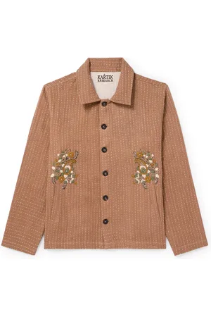 Kartik Research Kantha Embellished Embroidered Cotton Overshirt - Men - - M