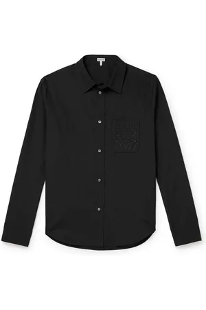Loewe Logo-Embroidered Cotton-Poplin Shirt - Men - - EU 41