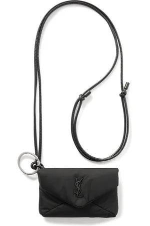 Saint Laurent Cassandre Logo-Appliqu??d Leather-Trimmed Quilted Padded Nylon Pouch - Men