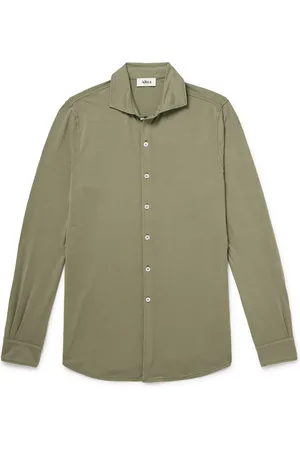 ALTEA Palmer Cutaway-Collar Stretch-Cotton Jersey Shirt - Men - - S