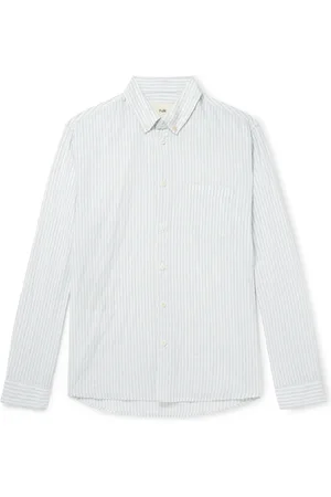 Folk Button-Down Collar Striped Cotton-Blend Seersucker Shirt - Men - - M