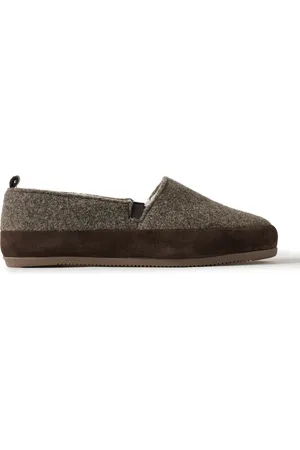 Mulo Shearling-Lined Suede-Trimmed Wool Loafers - Men - - UK 6.5