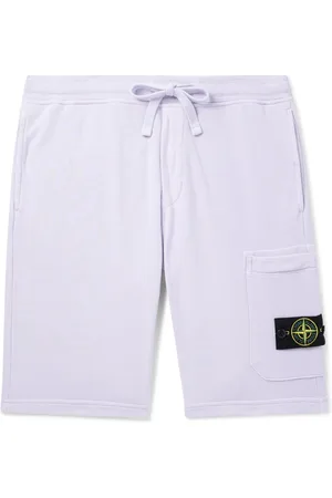Stone Island Straight-Leg Logo-Appliqu??d Garment-Dyed Cotton-Jersey Drawstring Shorts - Men - - S