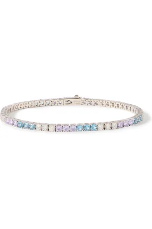 Hatton Labs Sterling Laboratory-Grown Crystal Tennis Bracelet - Men - - S
