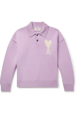Ami Logo-Intarsia Virgin Wool Polo Shirt - Men - - XL