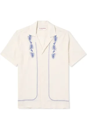 Orlebar Brown Maitan Anthinos Embroidered Cotton-Jacquard Shirt - Men - - L