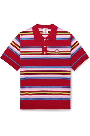 Casablanca Logo-Appliqu??d Striped Terry-Trimmed Jersey Polo Shirt - Men - - S