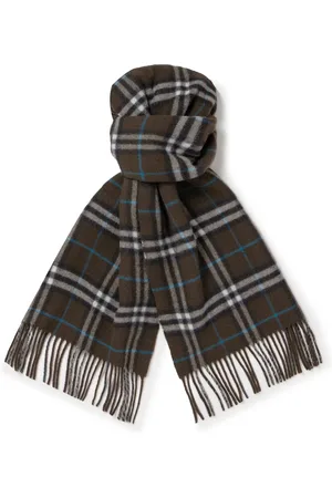 Burberry Fringed Checked Cashmere Scarf - Men