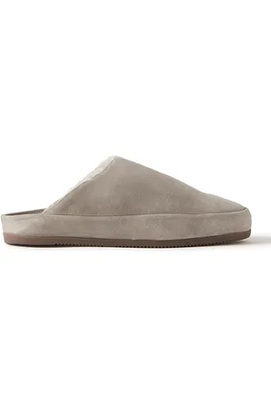 Mulo Shearling-Lined Suede Slippers - Men - - UK 8.5