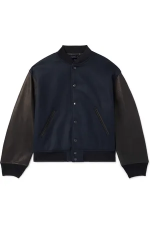 Kaptain Sunshine Award Full-Grain Leather and Wool-Twill Bomber Jacket - Men - - 42