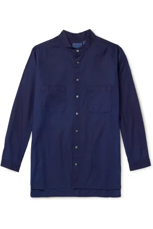 BLUE BLUE JAPAN Oversized Grandad-Collar Indigo-Dyed Cotton Oxford Shirt - Men - - S
