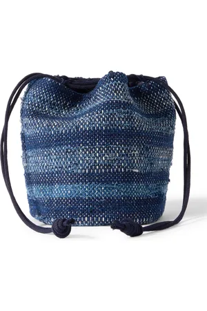 BLUE BLUE JAPAN Indigo-Dyed Striped Cotton Drawstring Pouch - Men